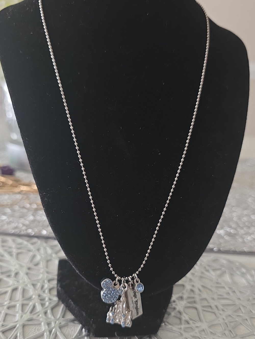 Disney Silver Necklace with Light Blue Accents
